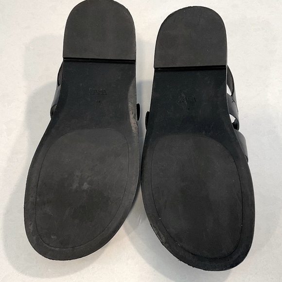 ZARA Black Leather Fisherman Sandal EU 39 Size 8 - Picture 6 of 6